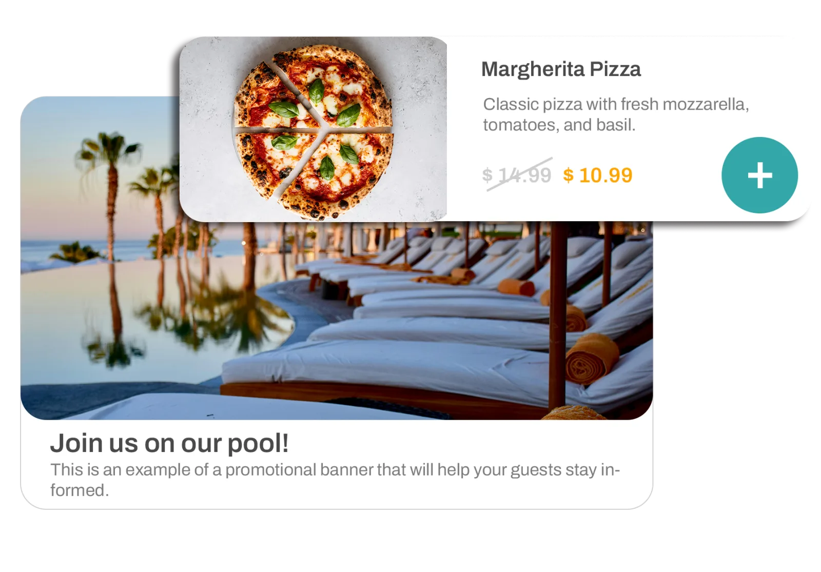Branded promotional banner and menu item in the guest portal